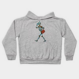 Vintage office Robot Kids Hoodie